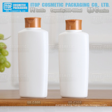 QB-C Series 360ml 400ml oval shape matt white HDPE plastic shampoo bottle with flip-top cap